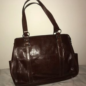 Fossil brand chestnut brown business tote